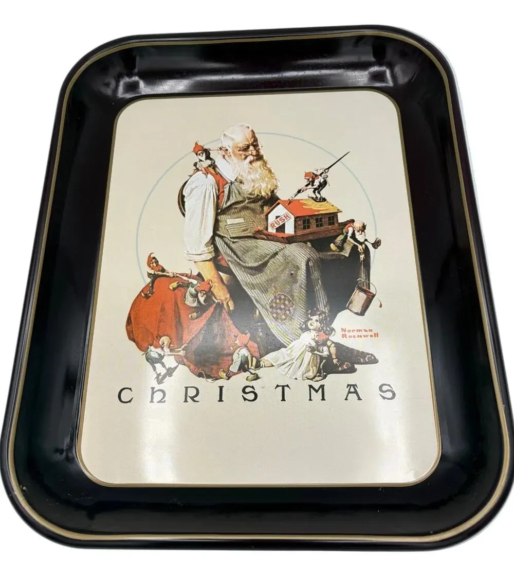 Vintage 1975 Norman Rockwell First Limited Edition Christmas Metal Tray